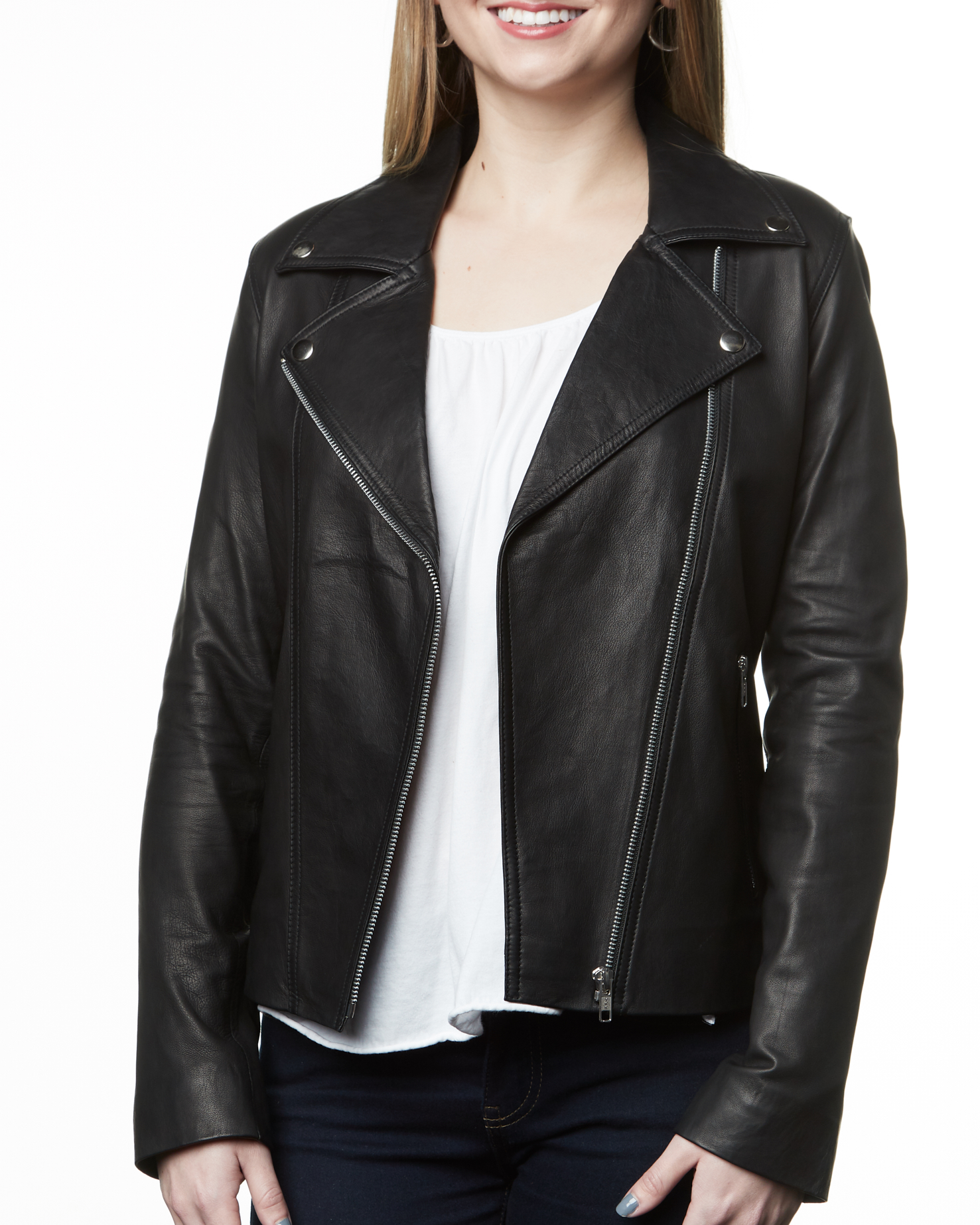 Molly Women's Leather Moto Jacket · Black — Sarah Stewart
